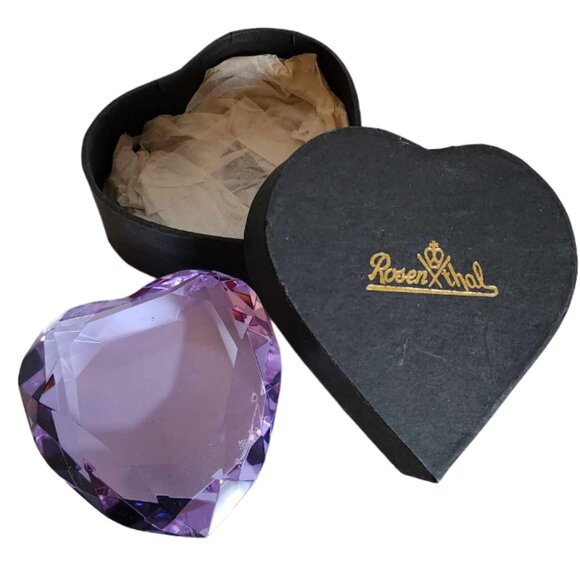Rosenthal 24% Lead Crystal Purple Heart NIB w/Etched Engraving of Brand - Picture 1 of 5